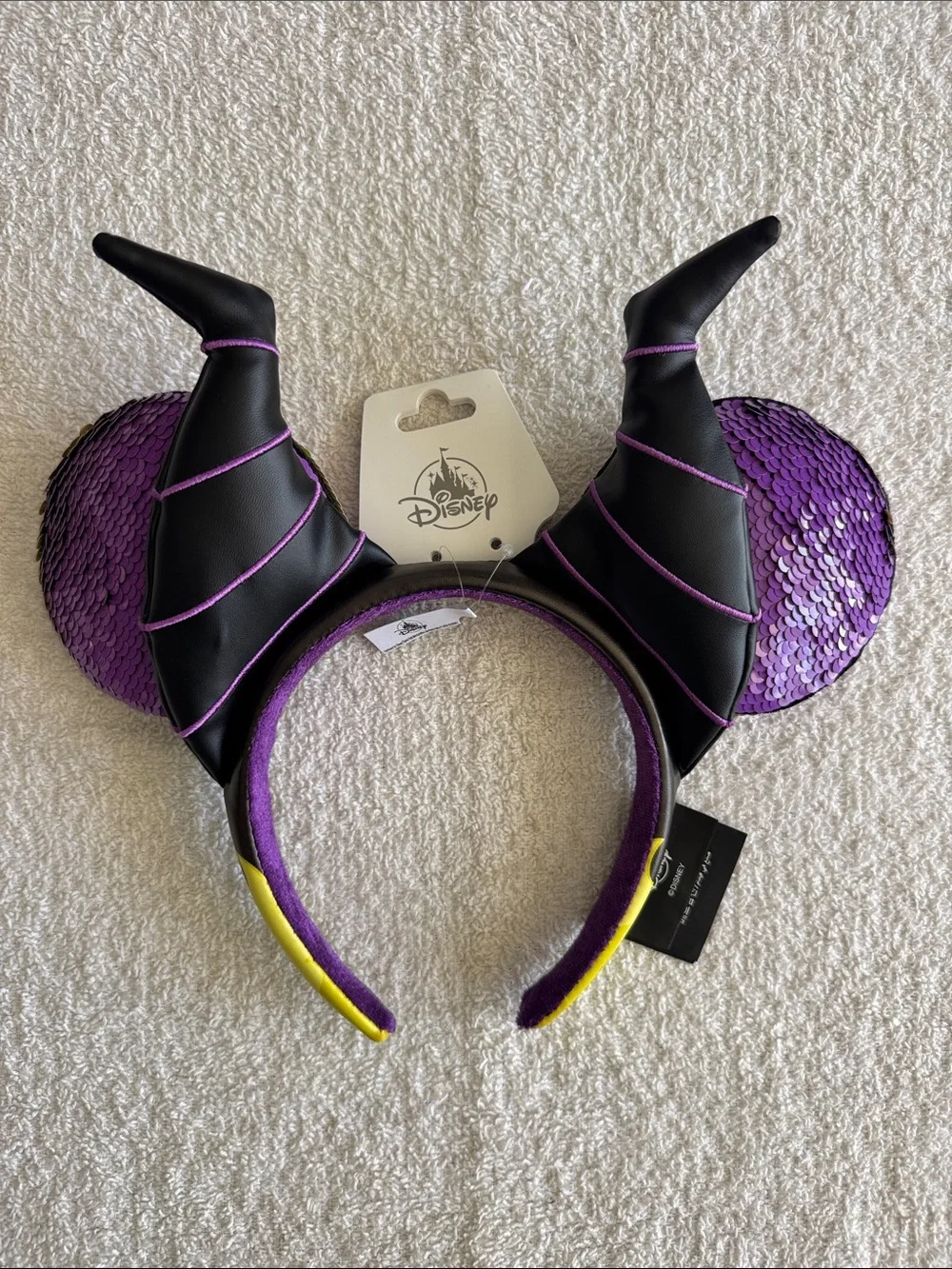 Disney Black and Purple Maleficent Reversible Sequin Horns Ears Headband